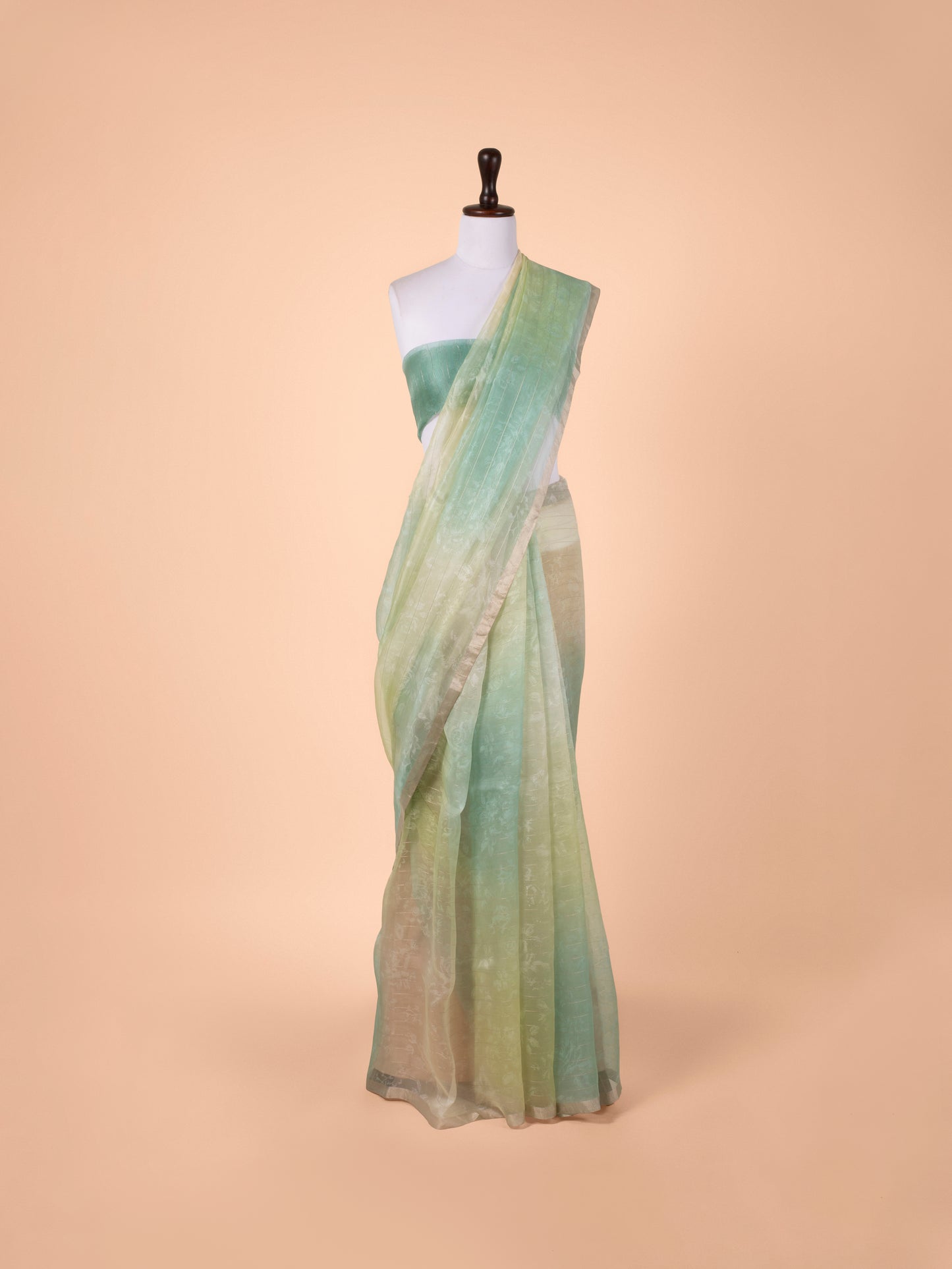 Handwoven Pista Green Tissue Saree