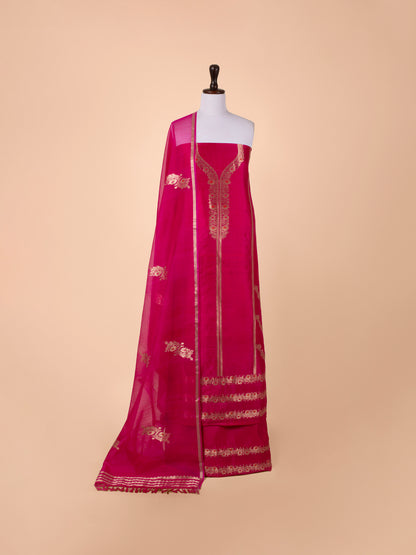 Handwoven Rani Pink silk Suit Piece