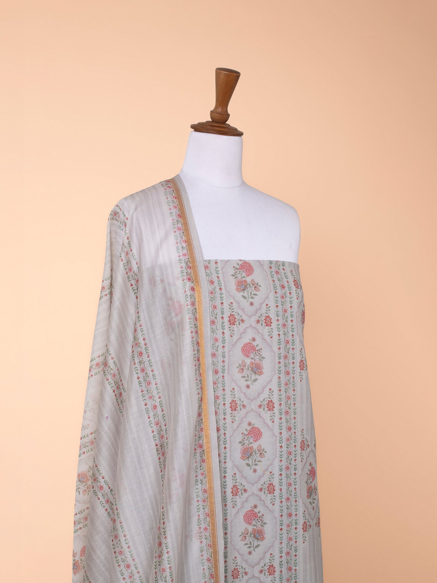 Handwoven Grey Chanderi Suit Piece