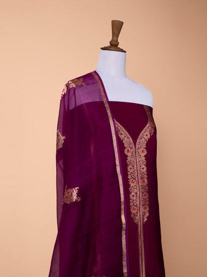 Handwoven Magenta Silk Suit