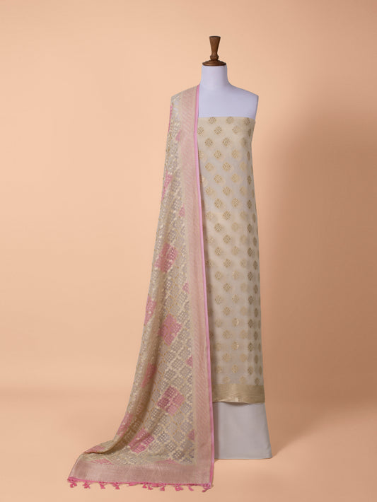 Handwoven Beige Silk Suit