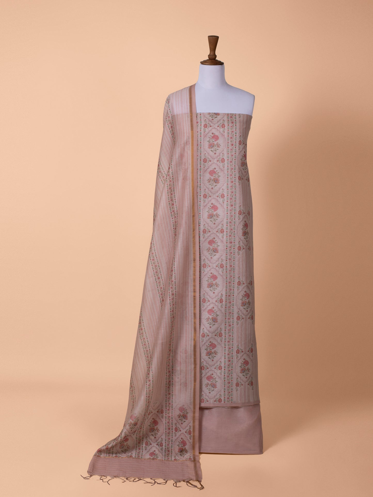 Handwoven Beige Chanderi Suit