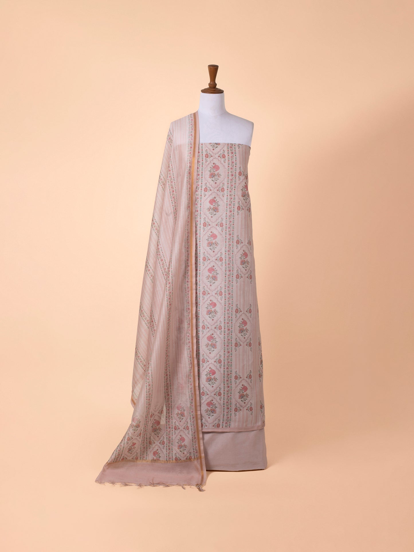 Handwoven Pink Chanderi Suit Piece