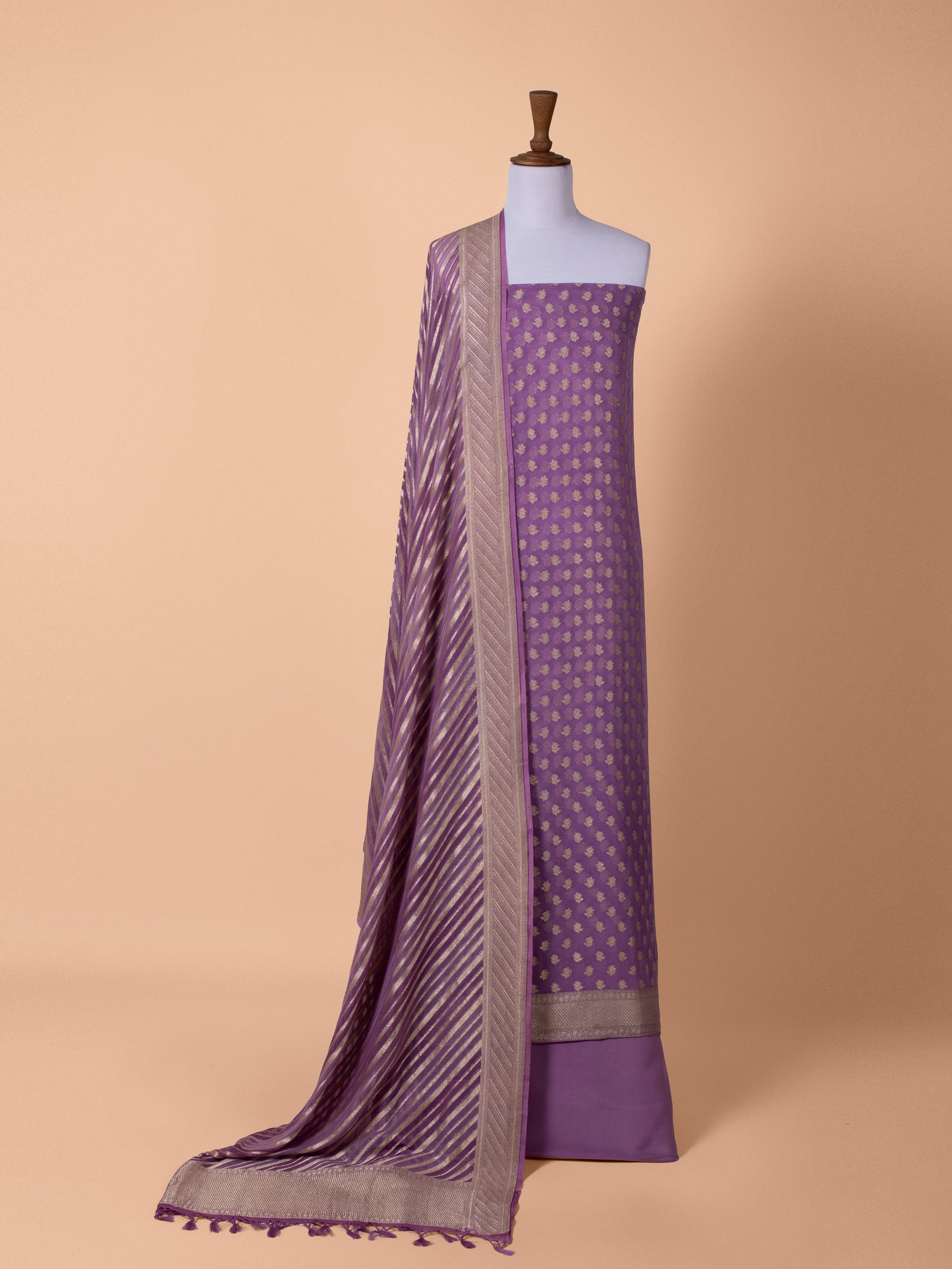 Handwoven Mauve Georgette Suit