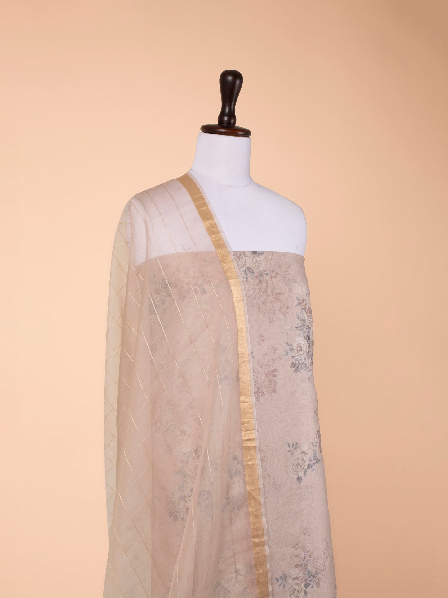 Handwoven Beige Chanderi Suit Piece