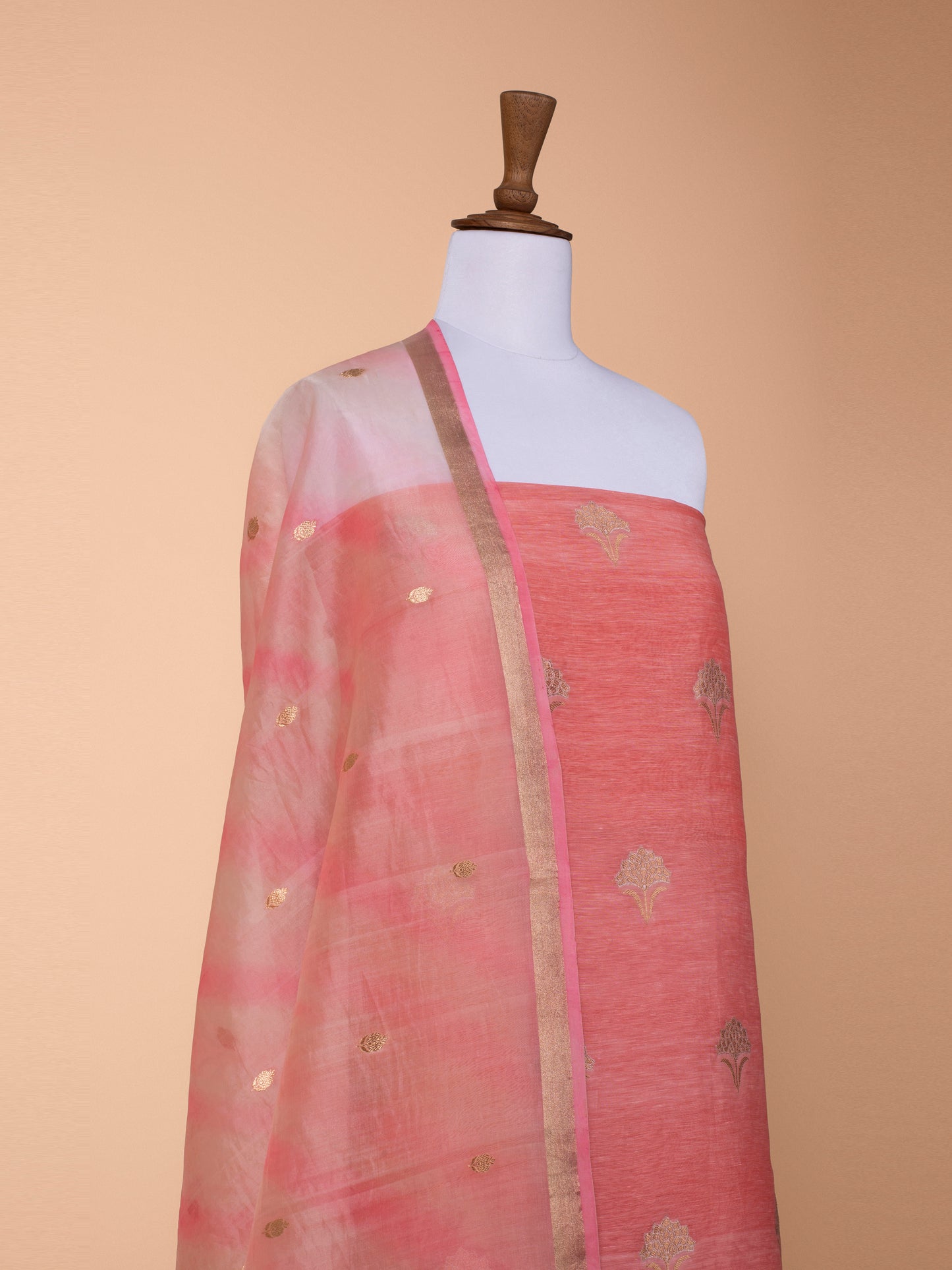 Handwoven Peach Silk Suit