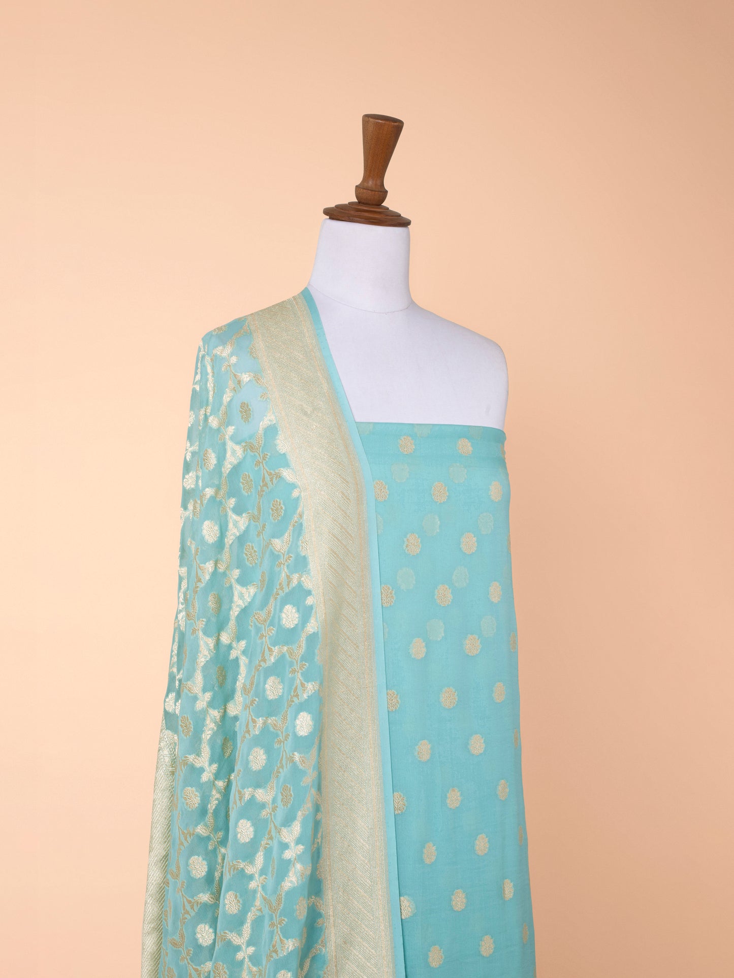 Handwoven Sea Green Georgette Suit Piece