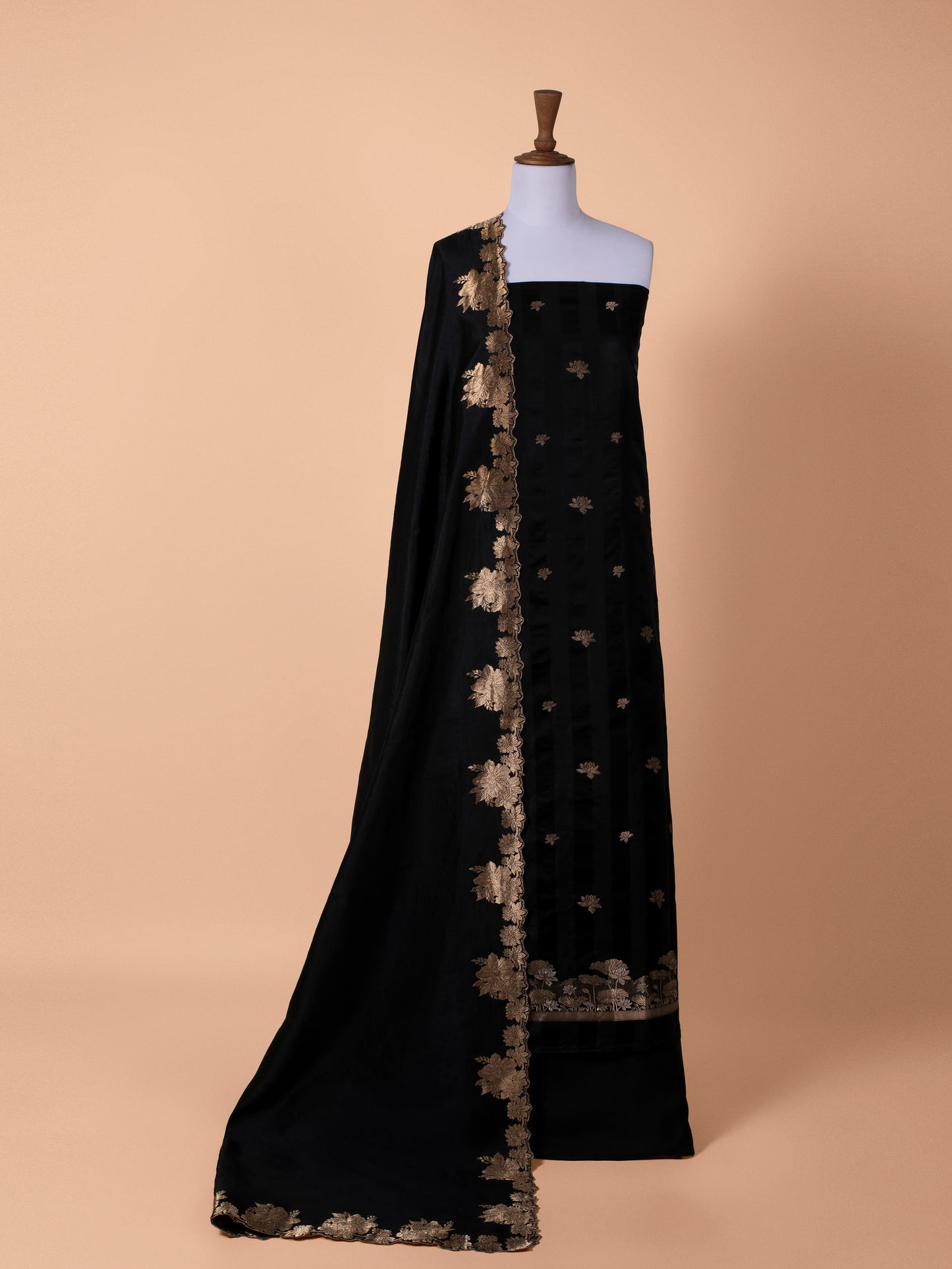 Handwoven Black Silk Suit Piece