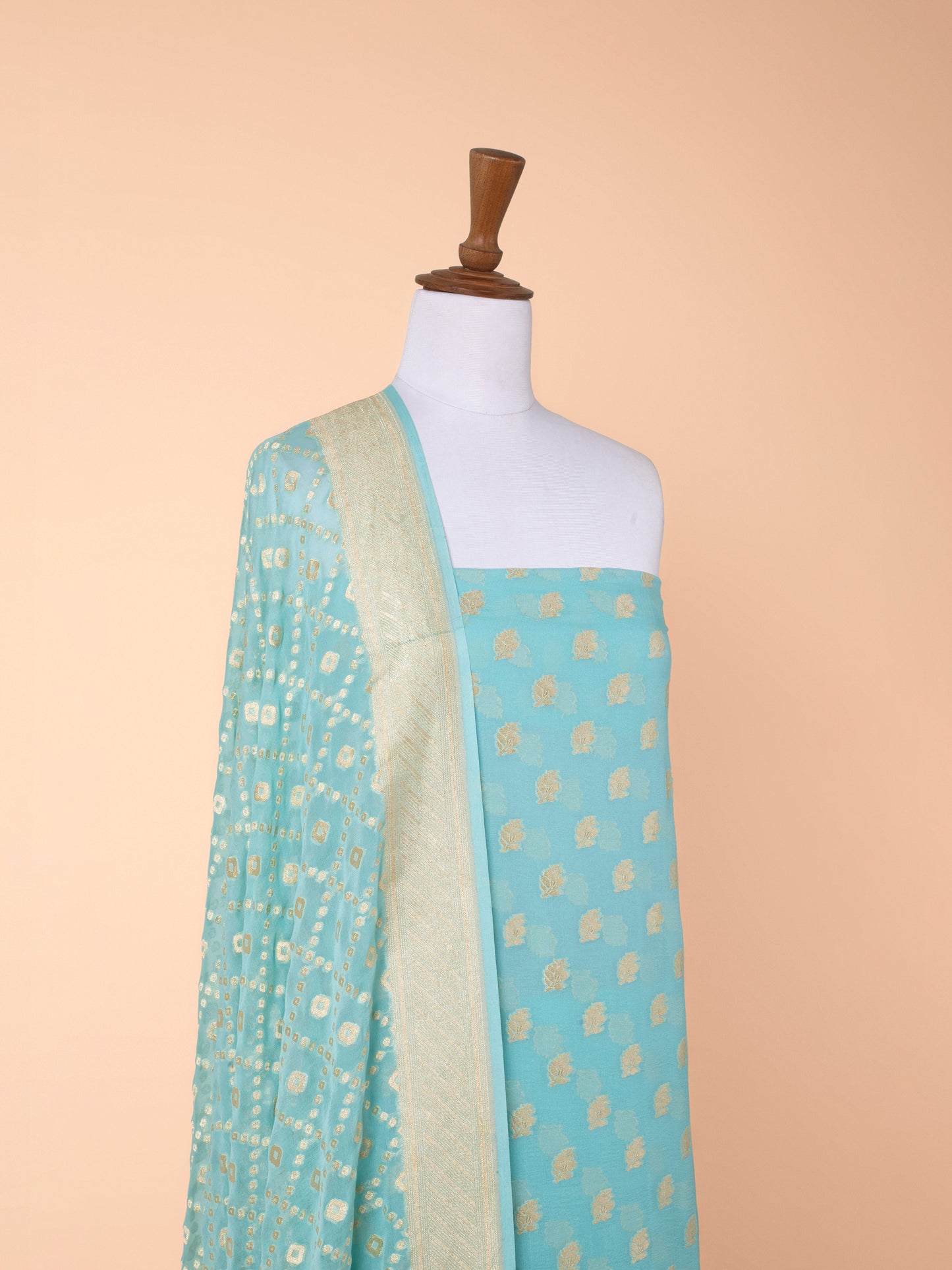 Handwoven Sea Green Georgette Suit Piece