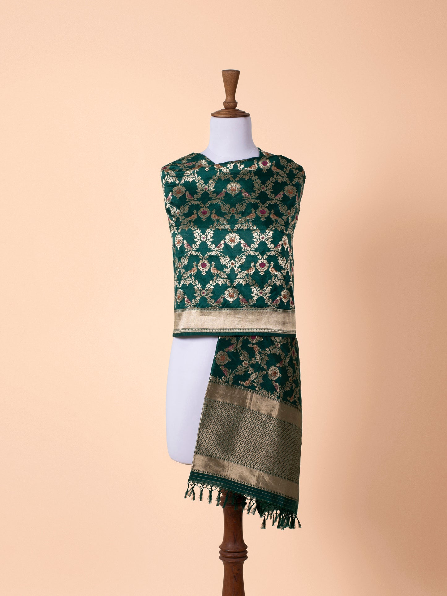 Handwoven Green Silk Dupatta