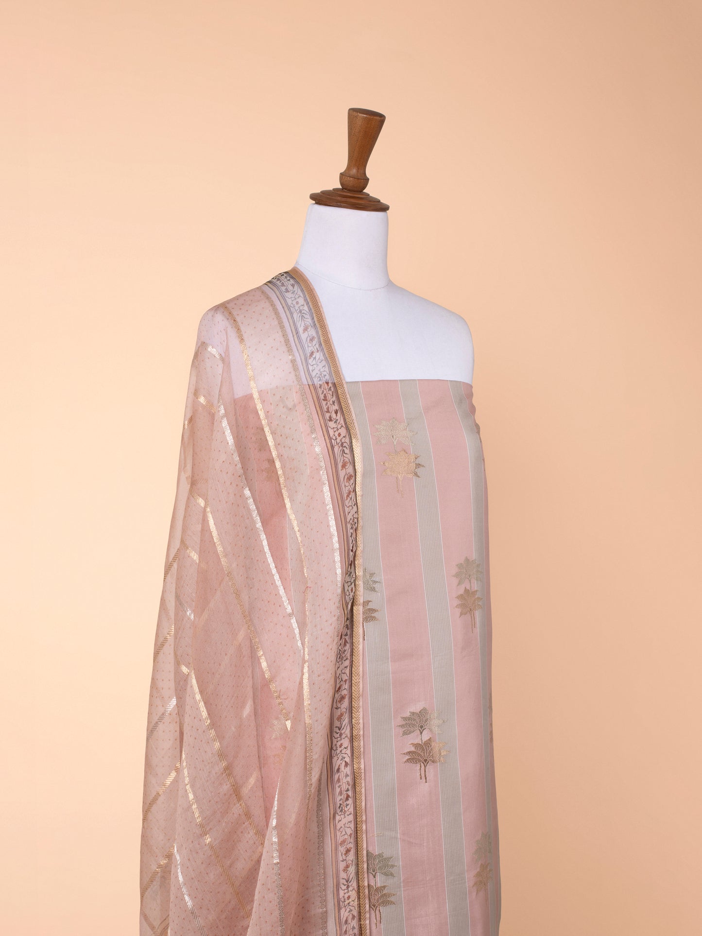 Handwoven Pink Silk Suit Piece