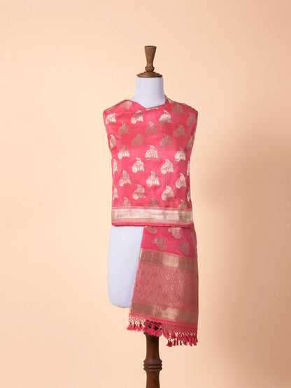 Handwoven Pink Silk Dupatta