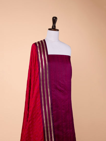 Handwoven Red Silk Suit Piece