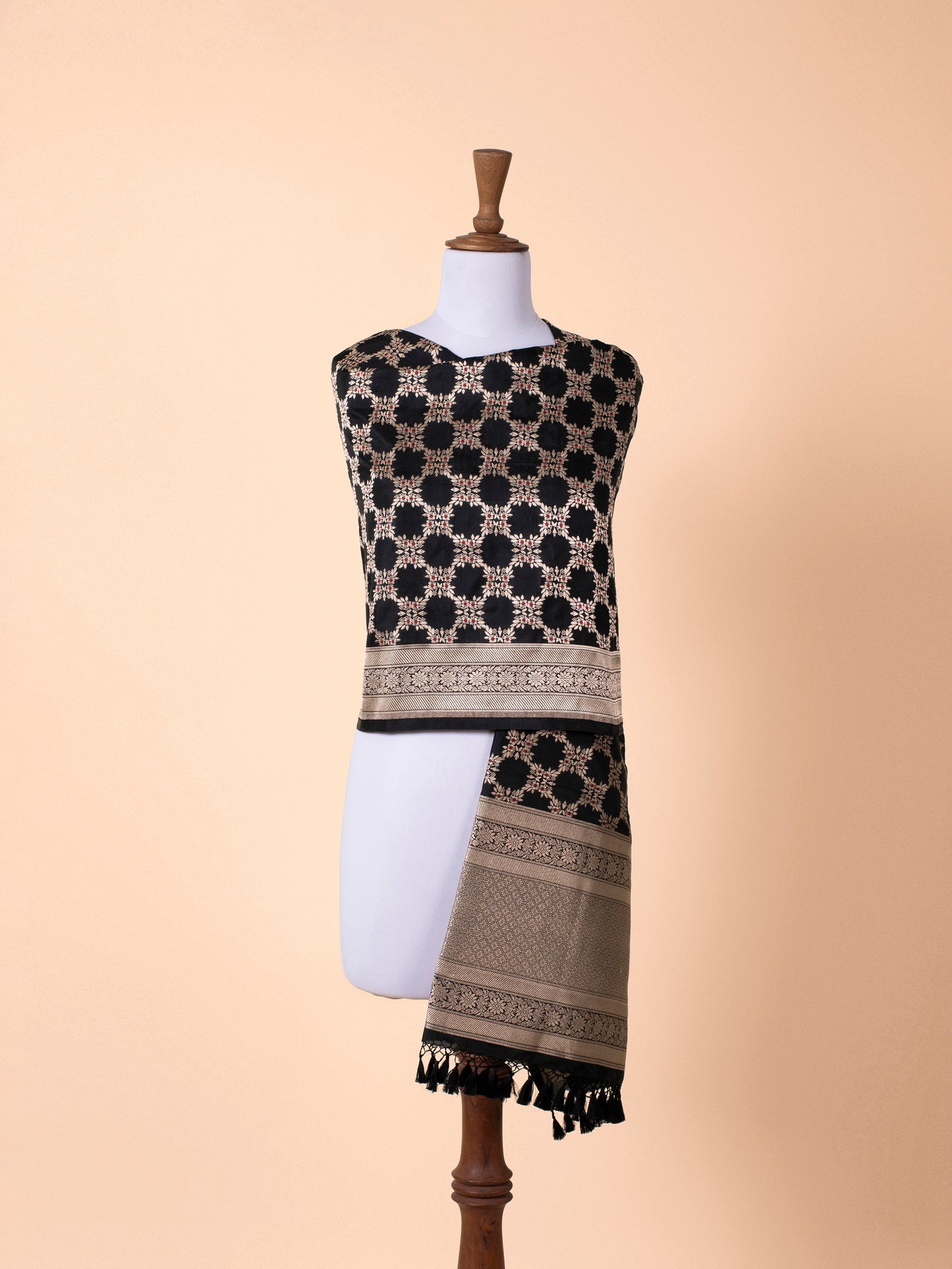 Handwoven Black Silk Dupatta