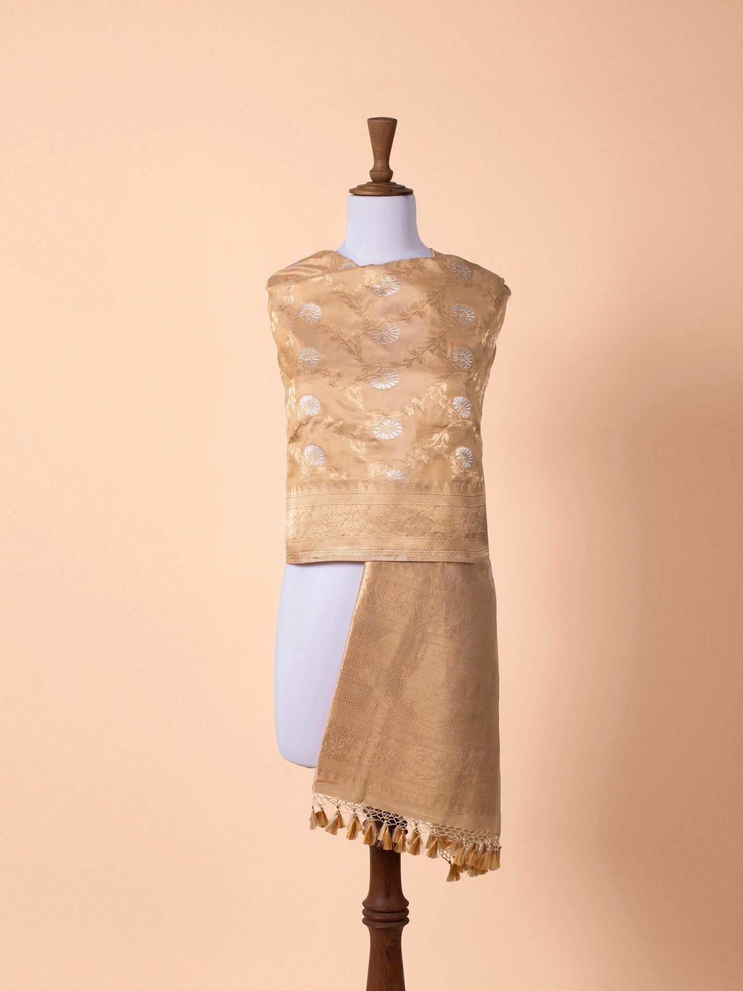 Handwoven Beige Silk Dupatta