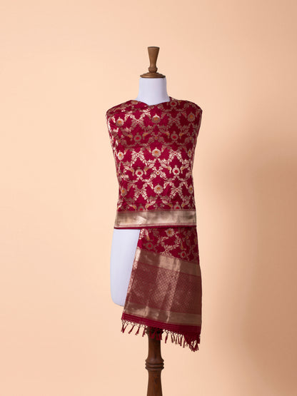 Handwoven Maroon Silk Dupatta