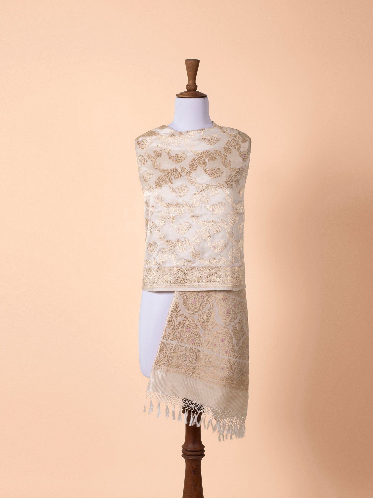 Handwoven Beige Silk Dupatta