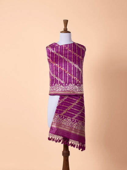 Handwoven Magenta Silk Dupatta