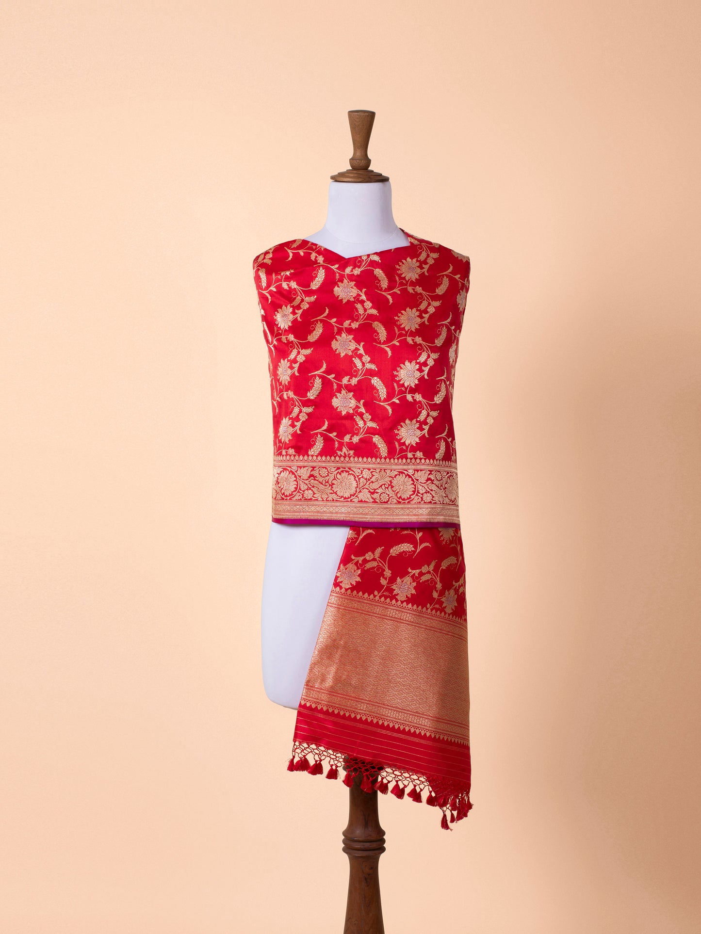 Handwoven Red Silk Dupatta