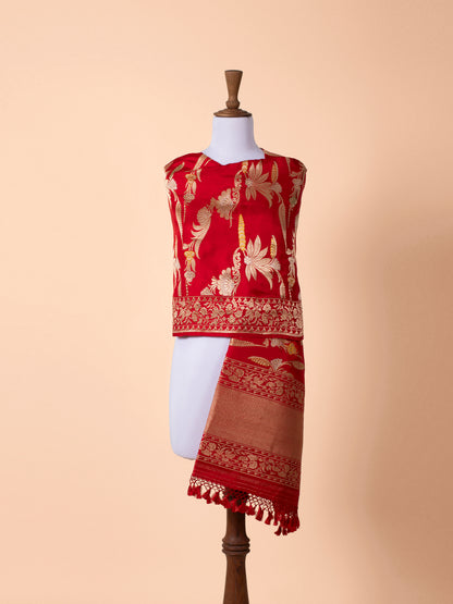 Handwoven Red Silk Dupatta