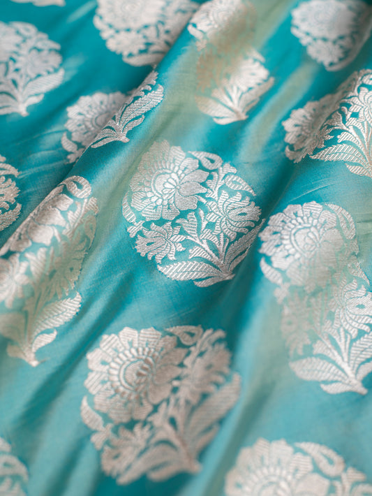 Handwoven  Blue Silk Fabric