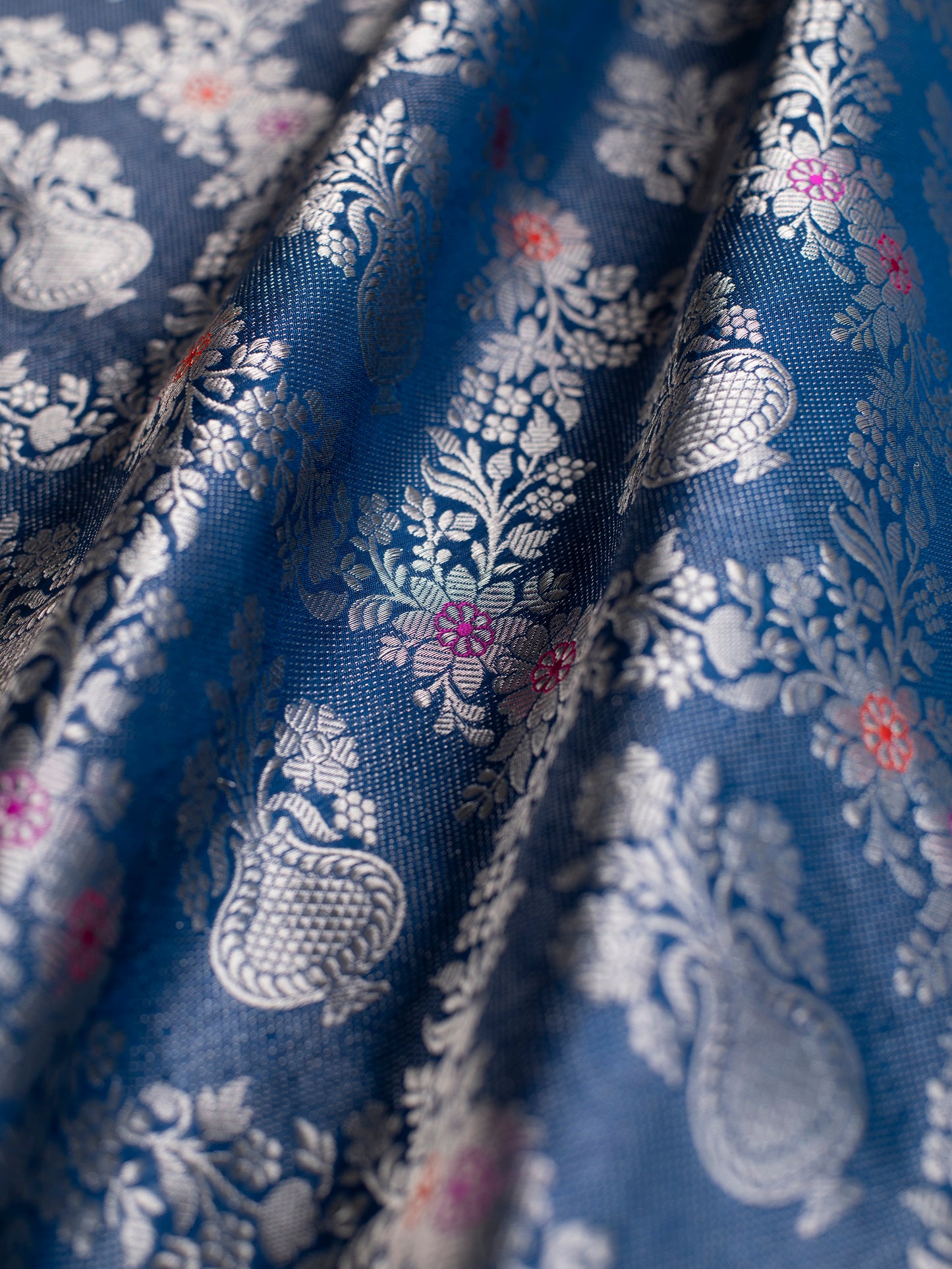 Handwoven Blue Silk Fabric