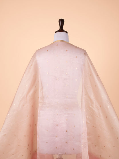 Handwoven Peach Organza Dupatta