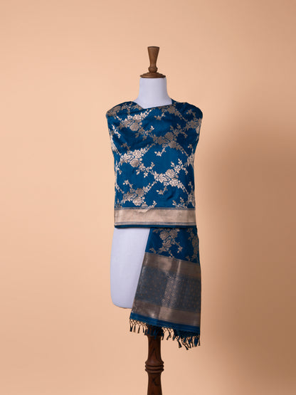 Handwoven Blue Silk Dupatta