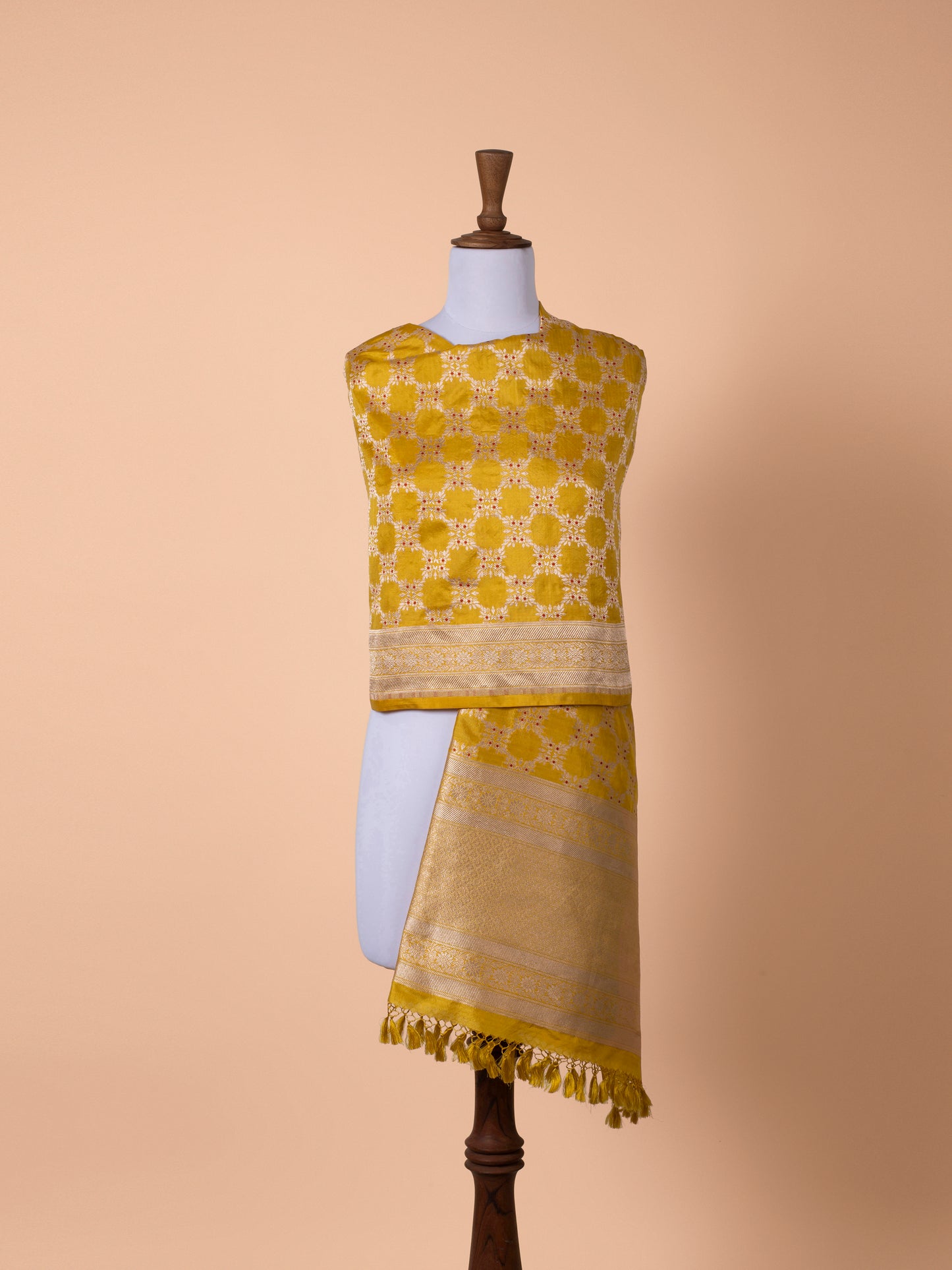 Handwoven Yellow Silk Dupatta