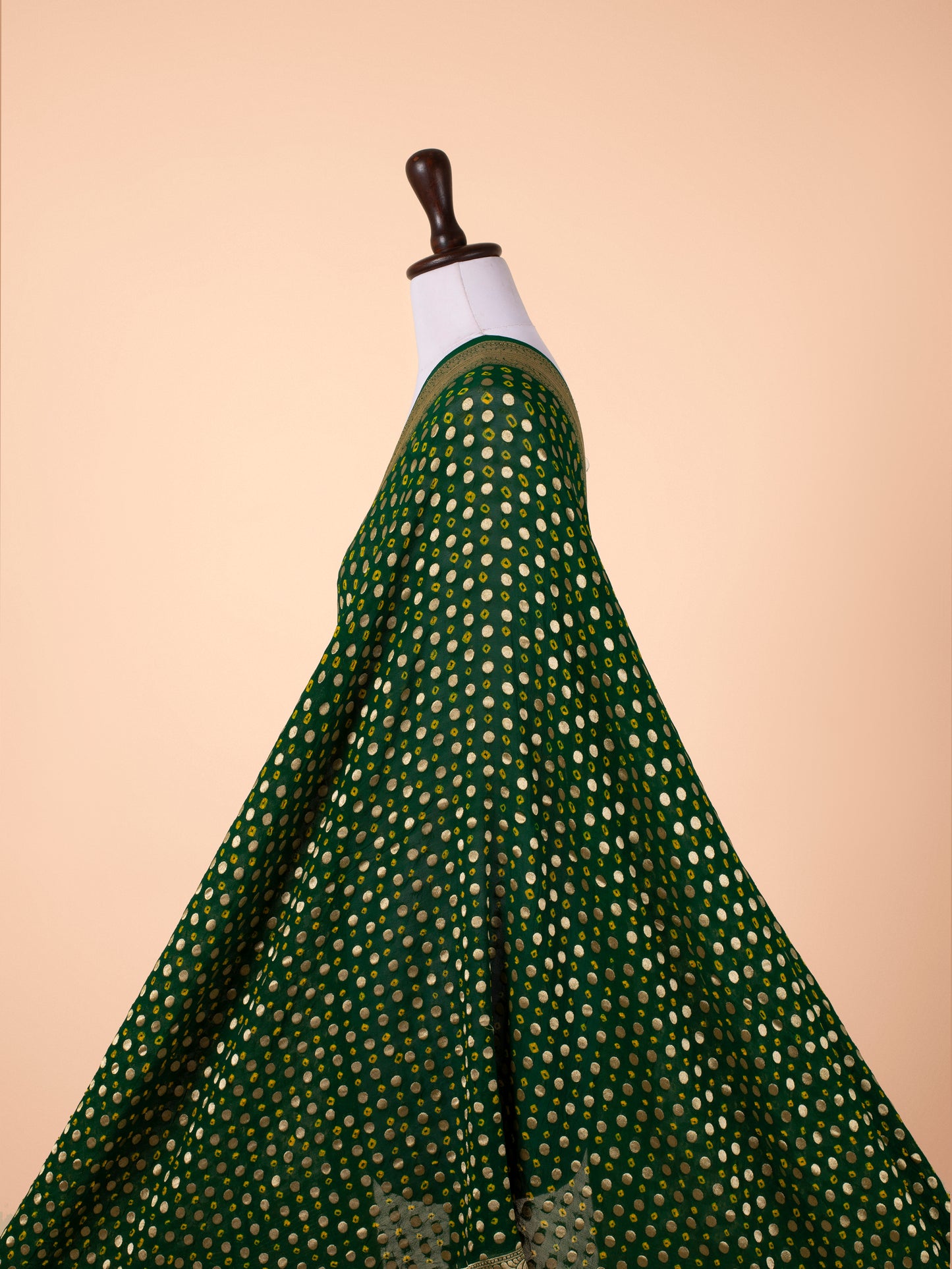 Handwoven Bottle Green Georgette Dupatta