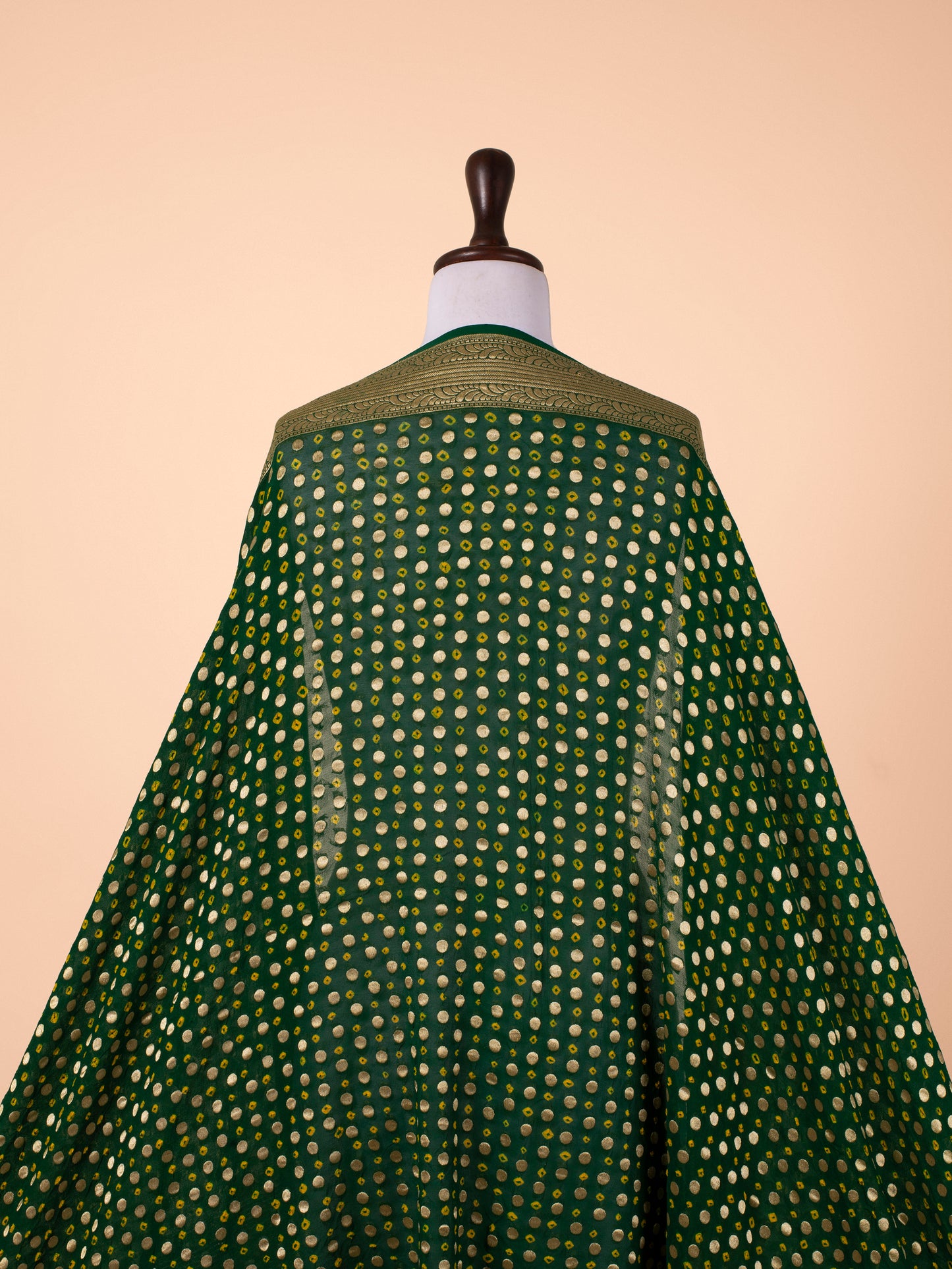 Handwoven Bottle Green Georgette Dupatta