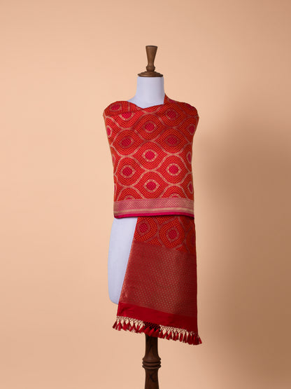 Handwoven Red Silk Dupatta