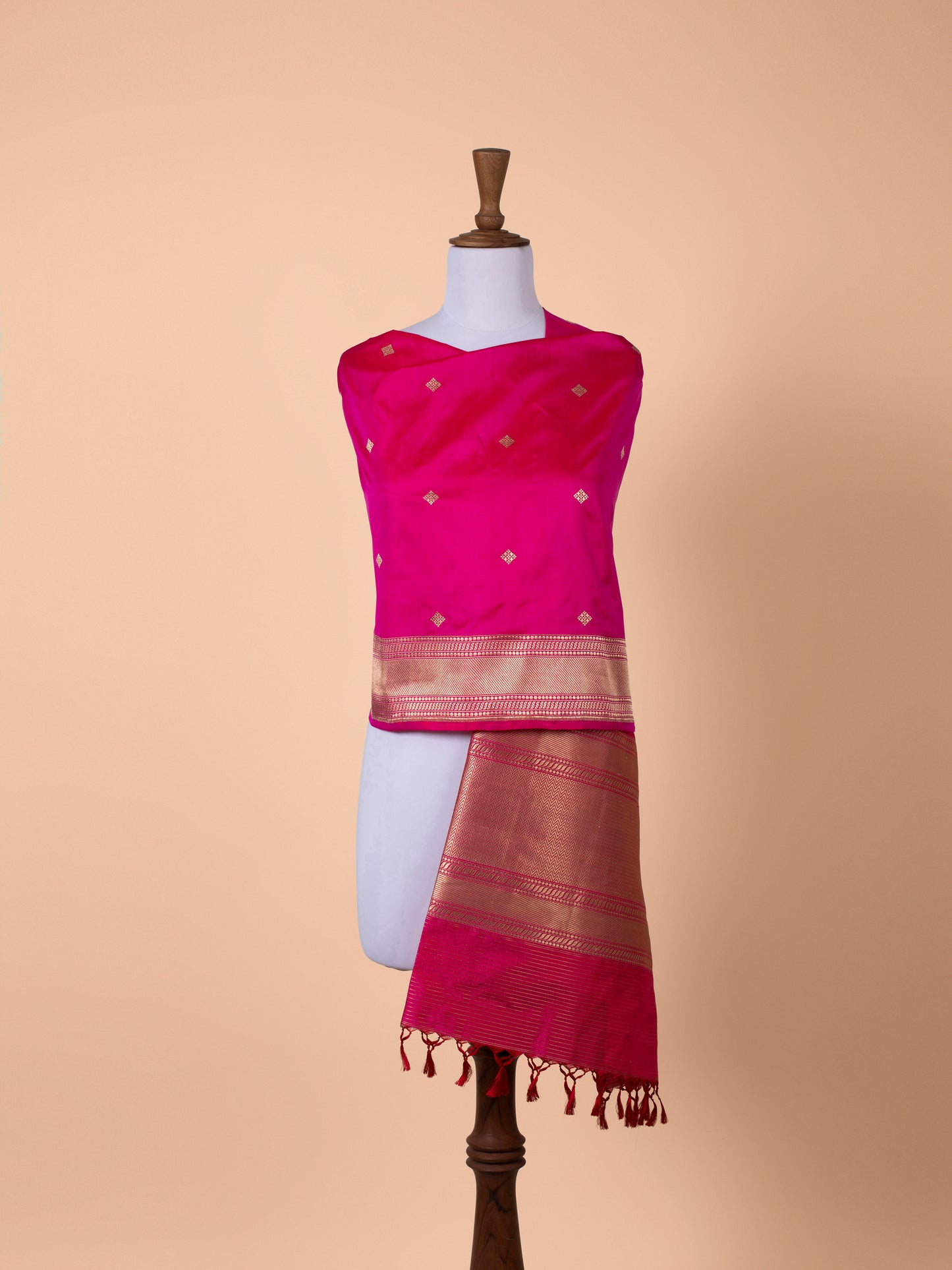 Handwoven Rani Pink Silk Dupatta