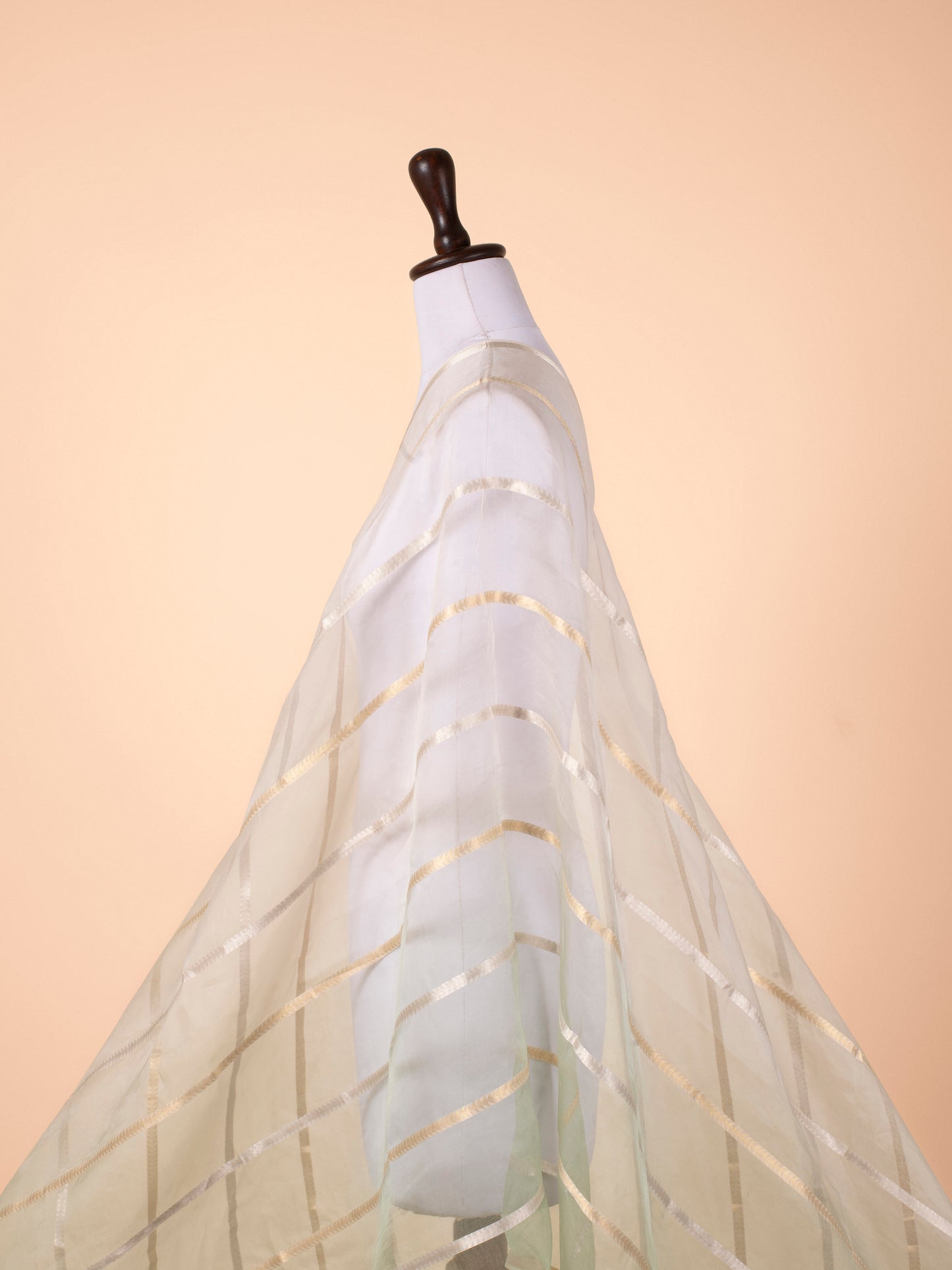 Handwoven Off White Organza Dupatta