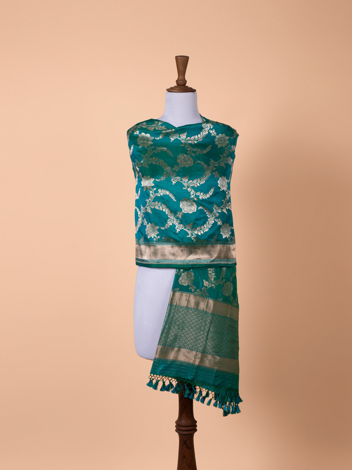 Handwoven Green Silk Dupatta