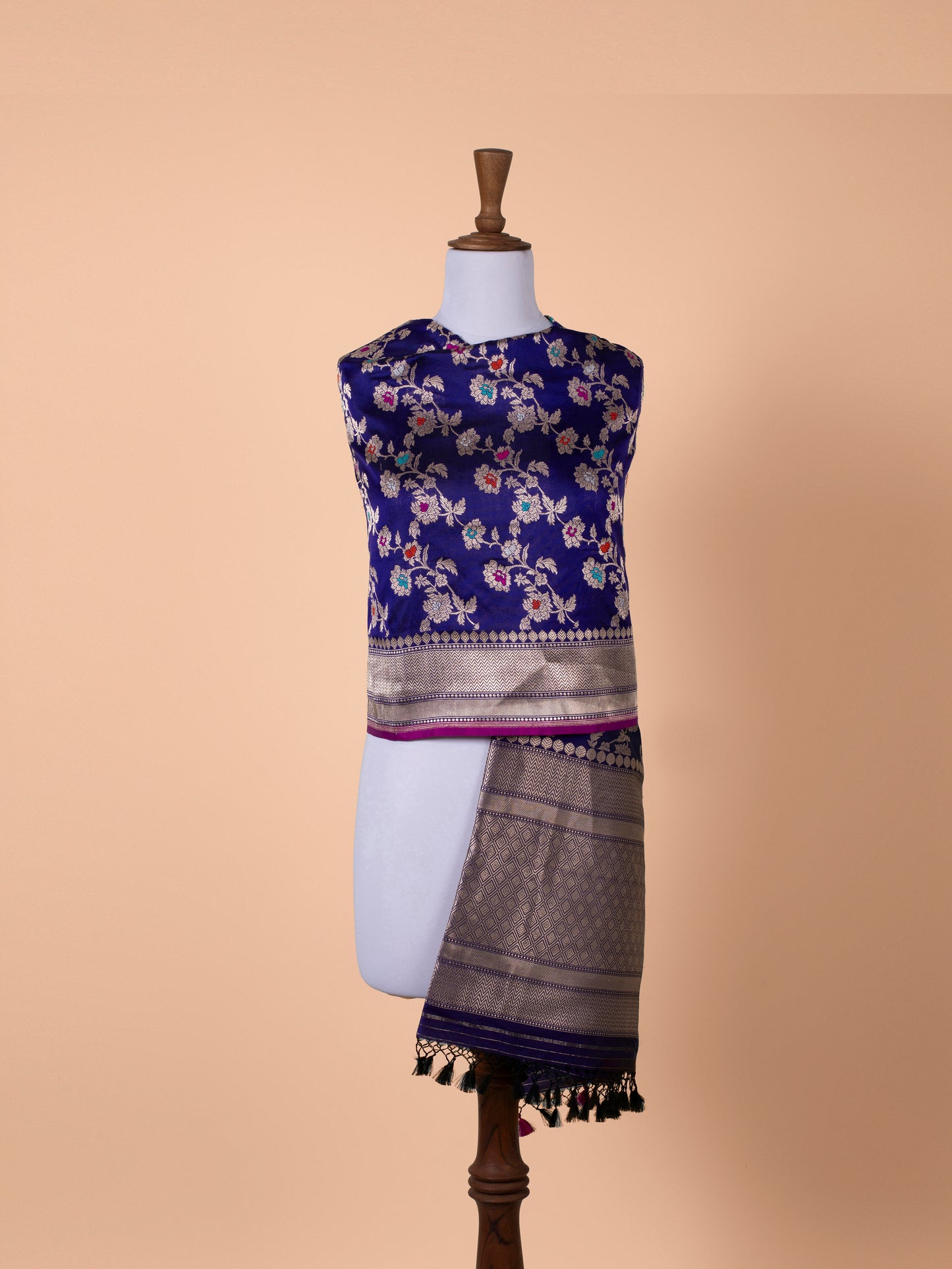 Handwoven Blue Silk Dupatta