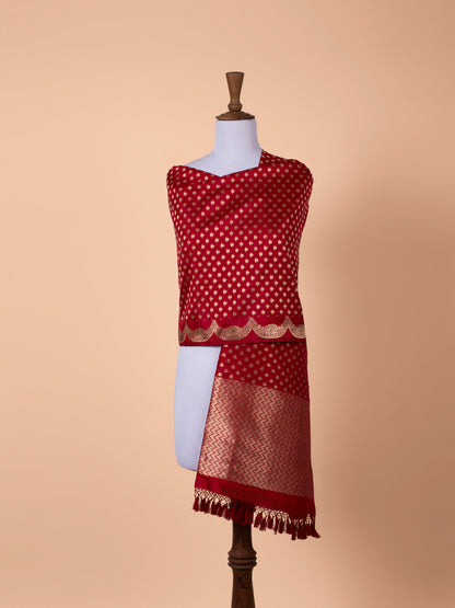 Handwoven Red Silk Dupatta