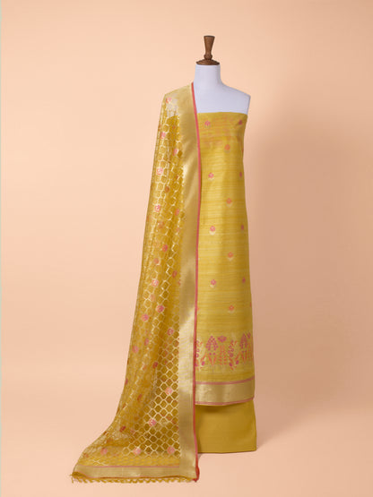 Handwoven Yellow Net Suit Piece