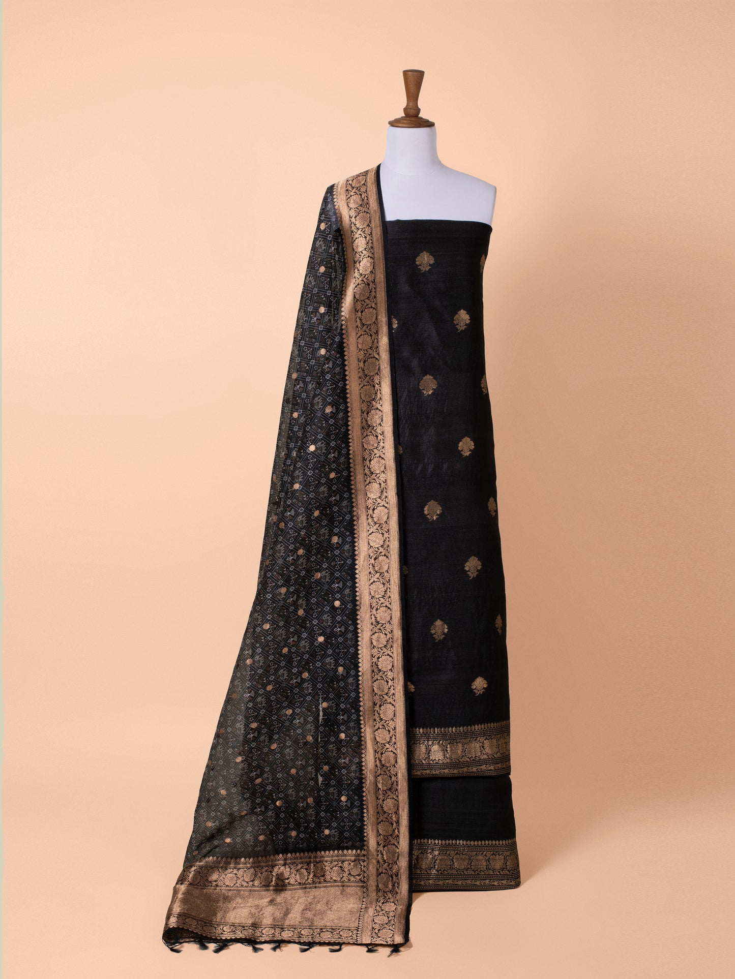 Handwoven Black Tussar  Suit Piece