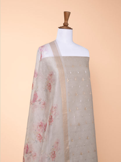 Handwoven Beige Chanderi Cotton Suit Piece