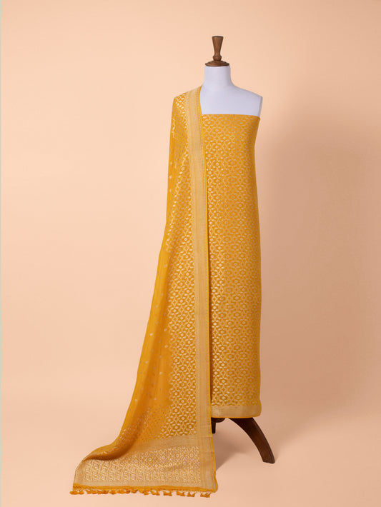 Handwoven Yellow Georgette Suit Piece