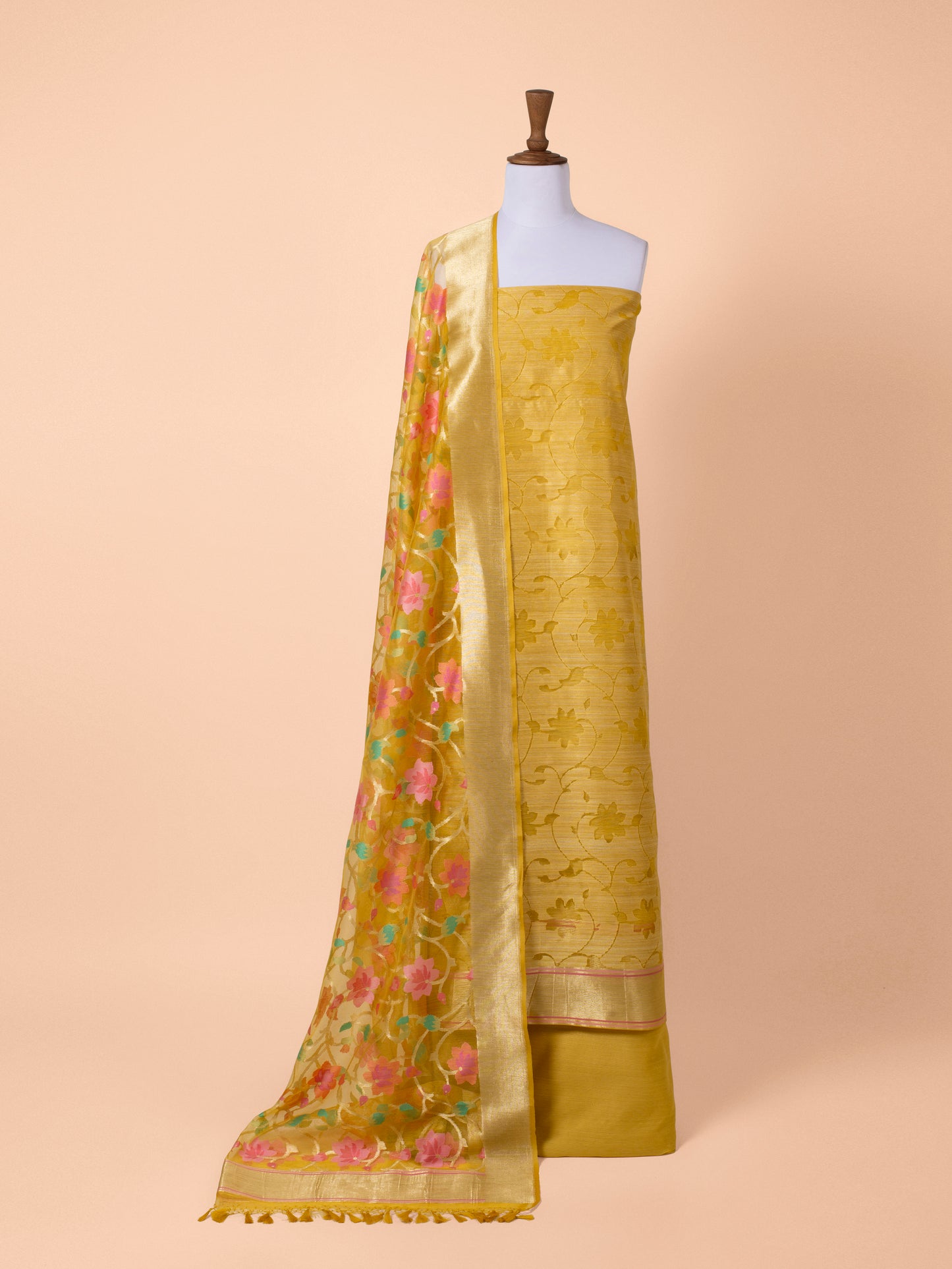 Handwoven Yellow Net Suit Piece