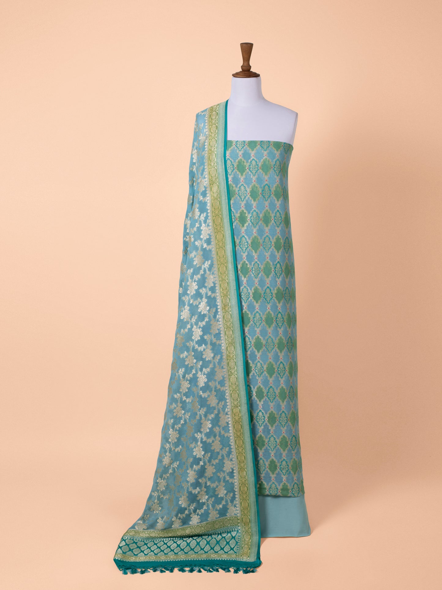 Handwoven Blue Georgette Suit Piece