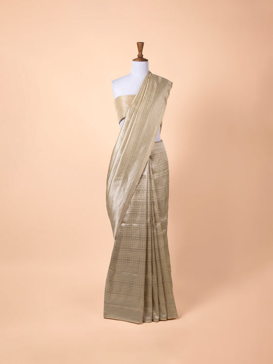 Handwoven Beige Silk Saree