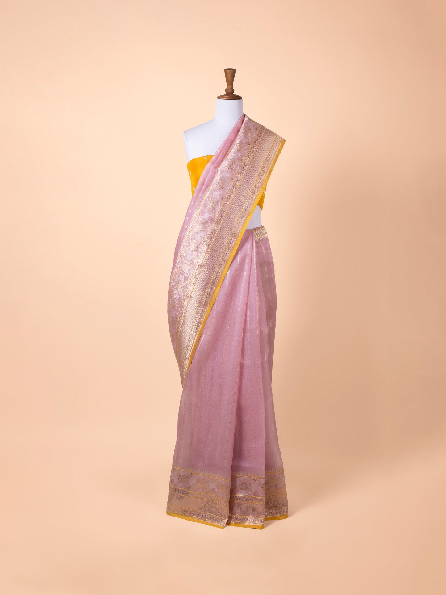 Handwoven Pink Cotton Saree