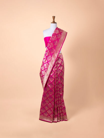 Handwoven Rani Pink Silk Saree