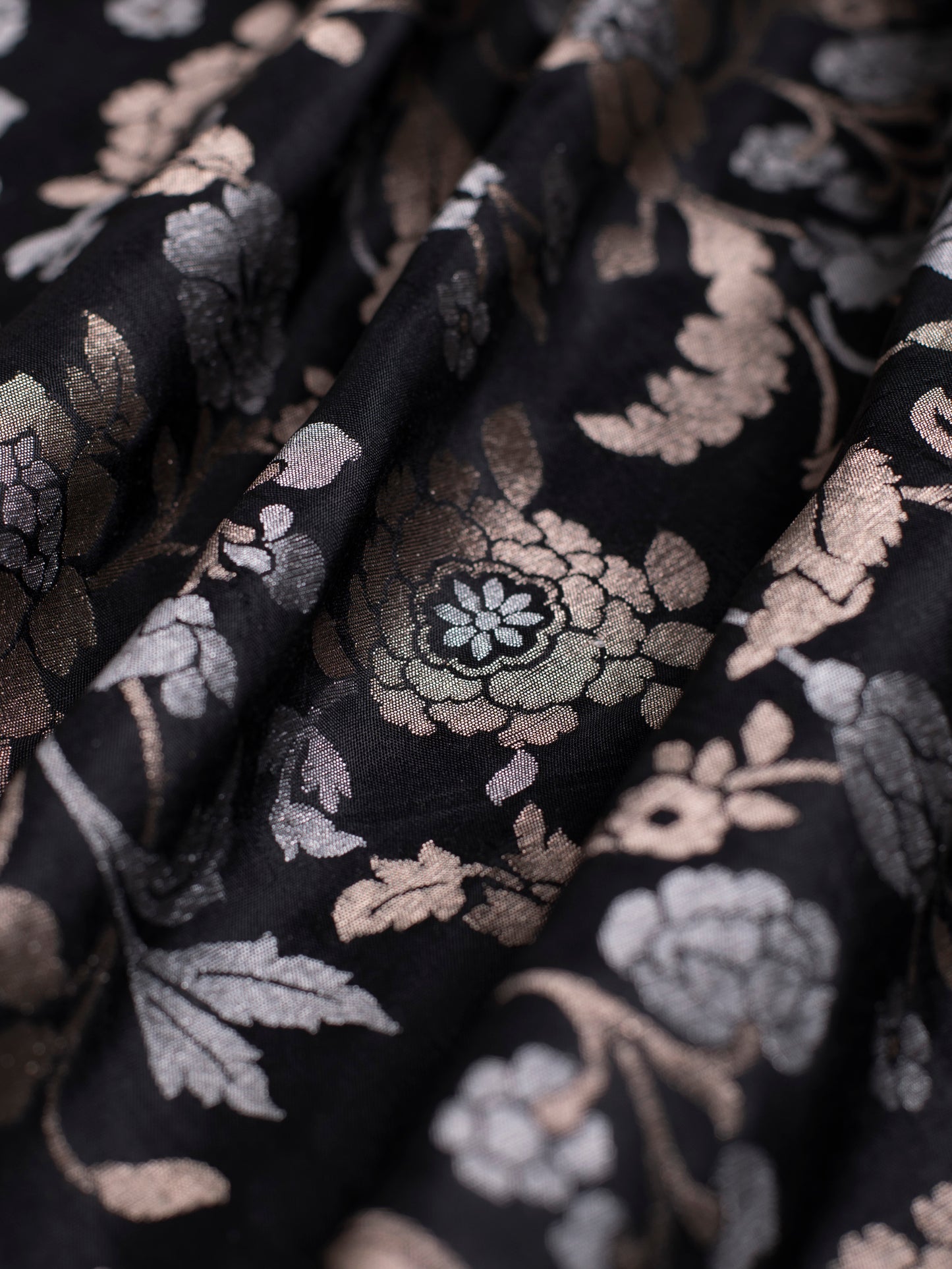 Handwoven Black Silk Fabric