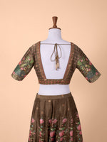 Handwoven Brown Silk Lehenga