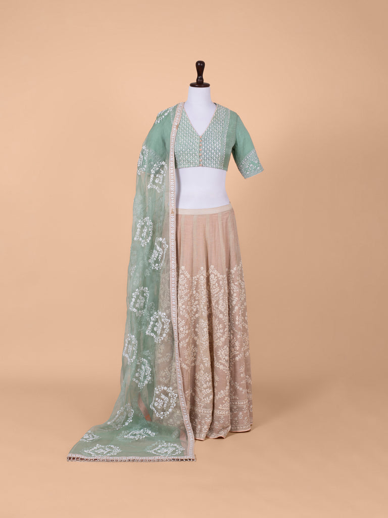 Handwoven Multicolour Chanderi Tissue Lehenga