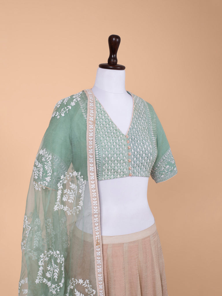 Handwoven Multicolour Chanderi Tissue Lehenga